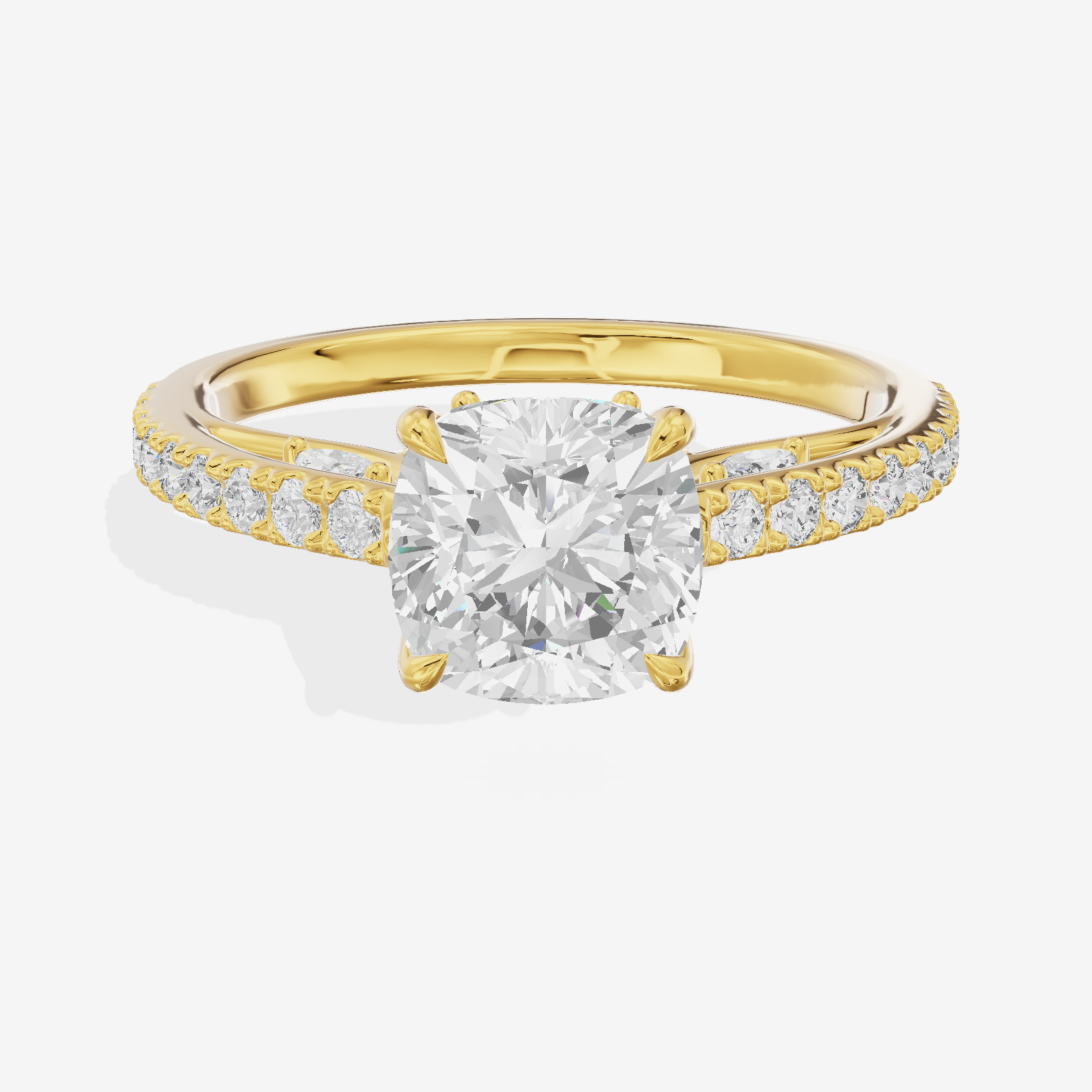 Twine Cathedral 1.8mm Cushion Solitaire Engagement Ring (1/2 ct. tw.) in 18K Yellow Gold