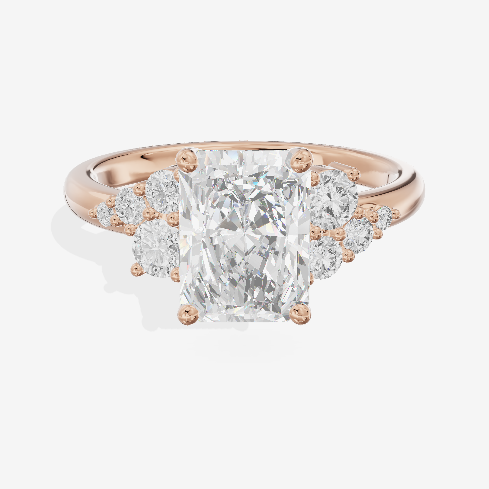 Modern Tender Radiant Engagement Ring with Side Stones (1/3 ct. tw.) in 14K Rose Gold
