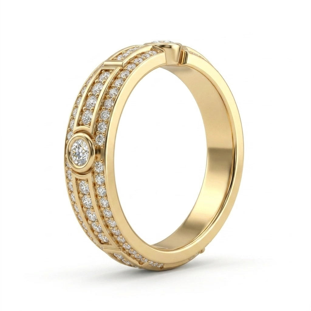 Low Profile Pavé Round Wedding Band (1/10 ct. tw.) in 18K Yellow Gold