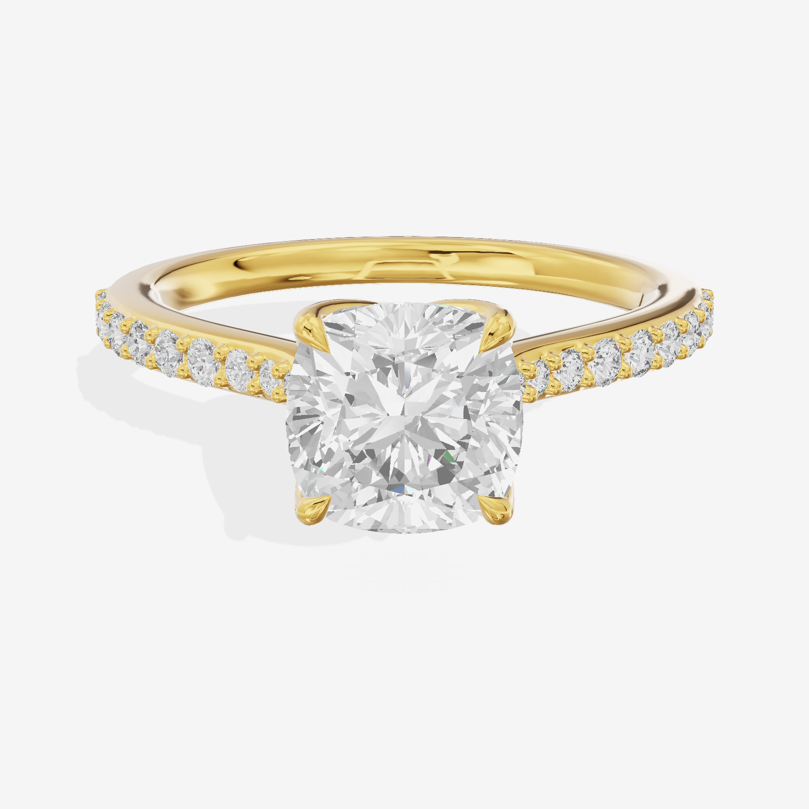 Modern Maia Cushion Engagement Ring with Side Stones (1/5 ct. tw.) in 18K Yellow Gold