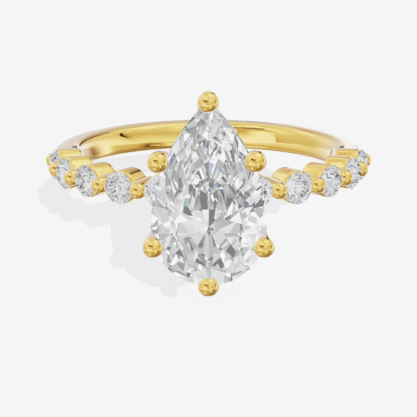 Lustrous Aimora 3mm Pear Solitaire Engagement Ring in 14K Yellow Gold