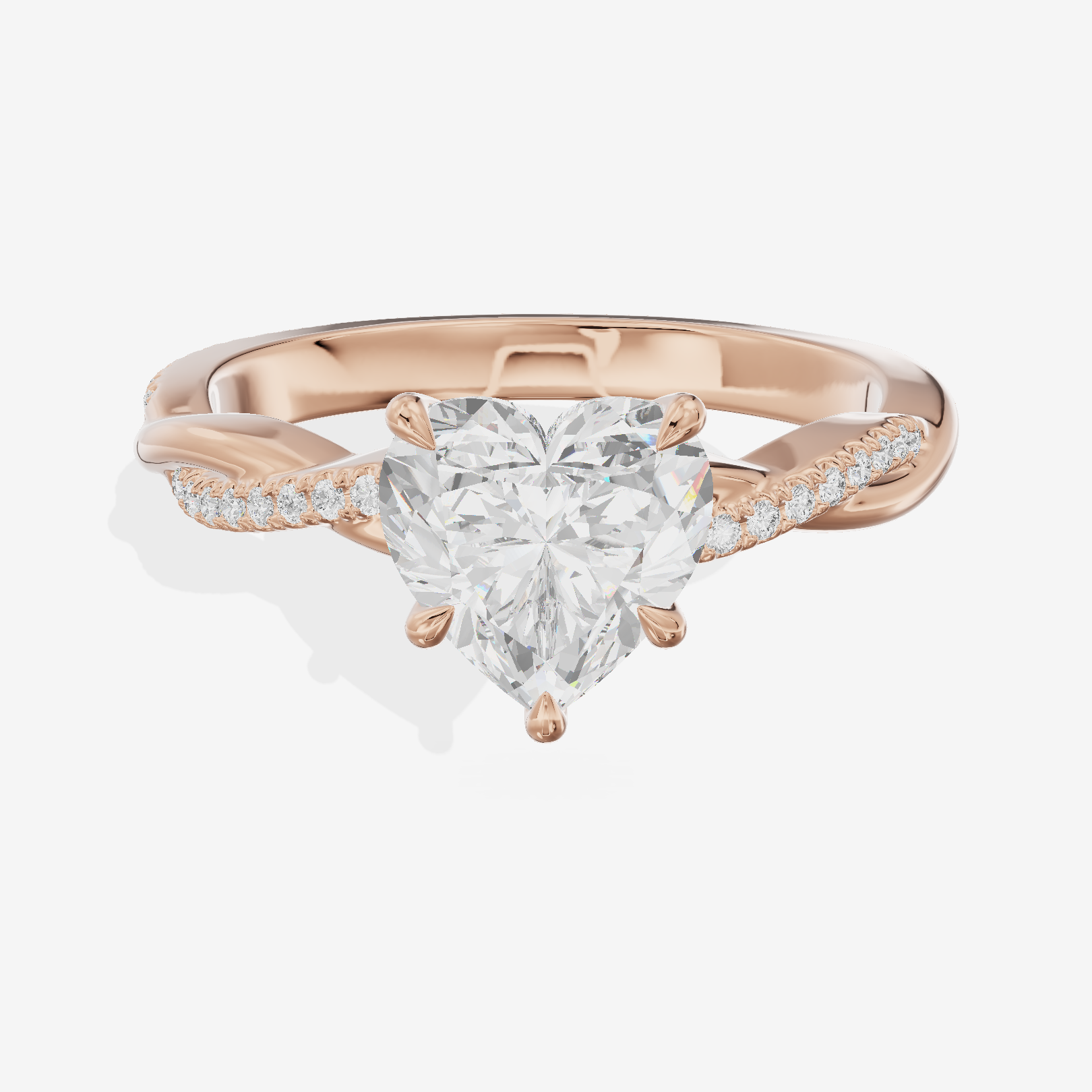 Petite Lumera Heart Pavé Engagement Ring (1/8 ct. tw.) in 18K Rose Gold