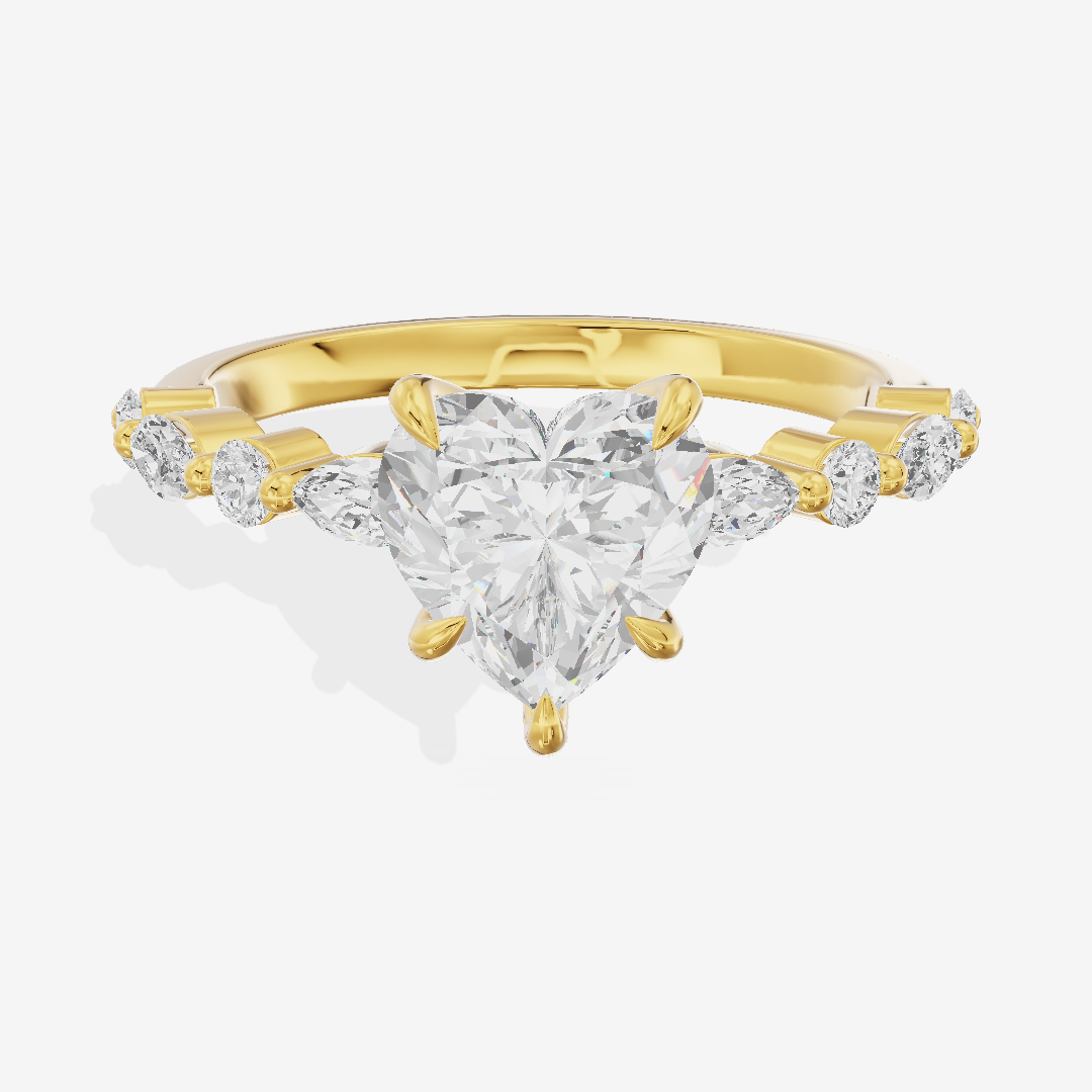 Lumera Cathedral Heart Engagement Ring with Side Stones (1/3 ct. tw.) in 14K Yellow Gold