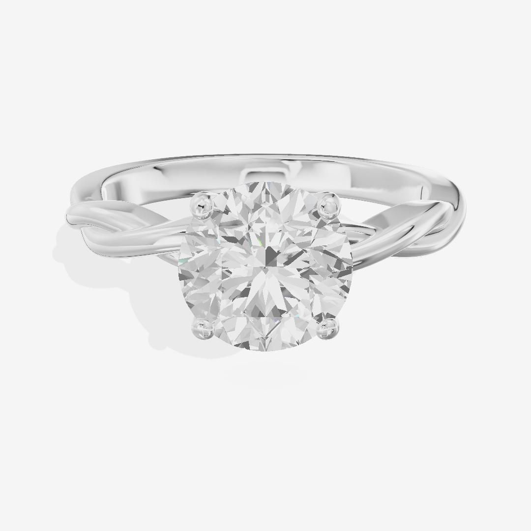 Twined Coeurine Round Twisted Engagement Ring in Platinum