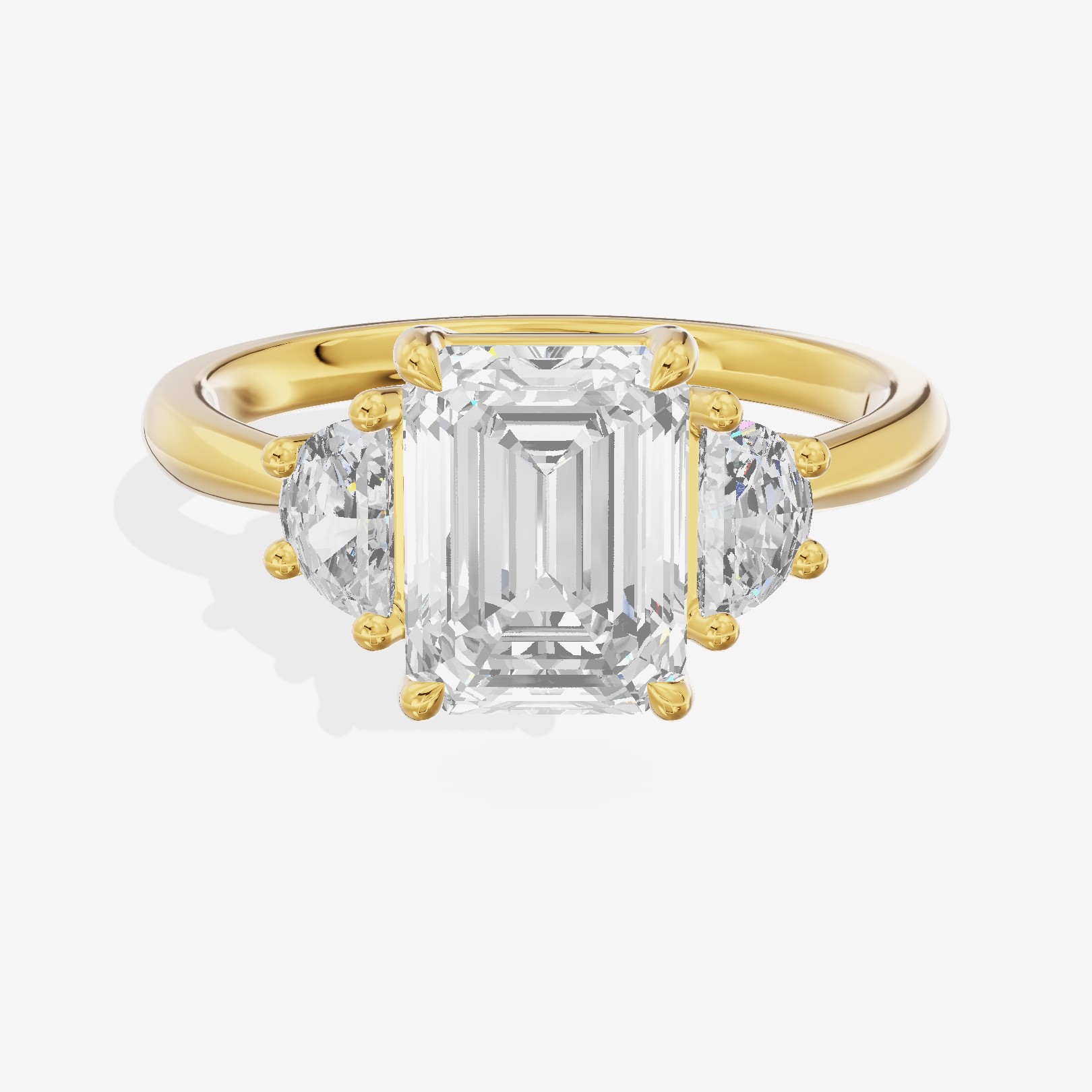 Petite Belovae Emerald Three Stone Engagement Ring (1/2 ct. tw.) in 14K Yellow Gold