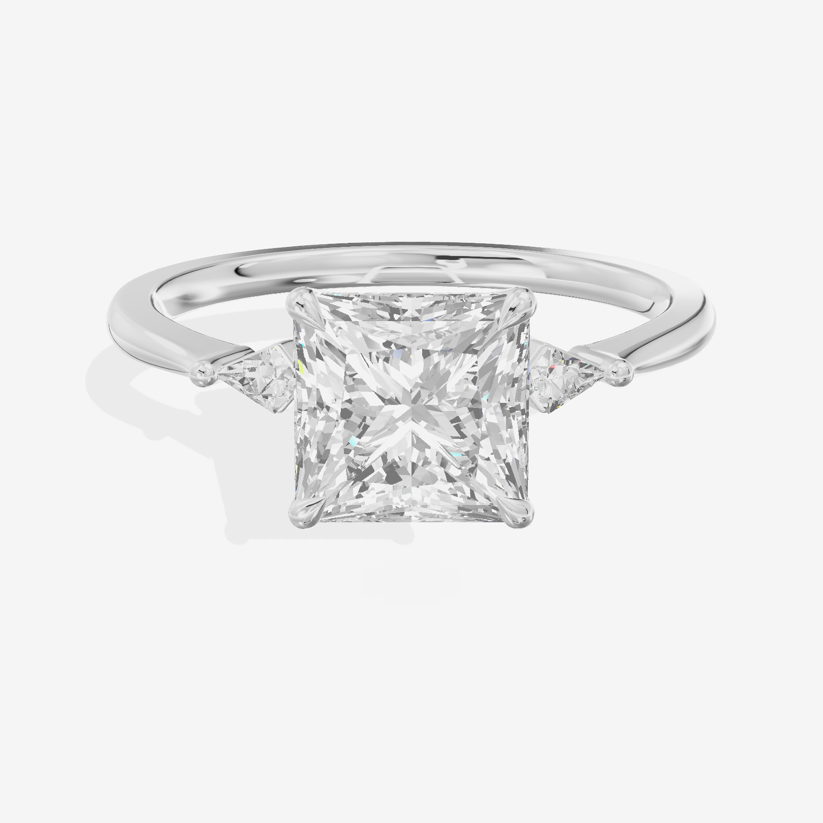 Petite Triade Princess Three Stone Engagement Ring (1/15 ct. tw.) in 18K White Gold