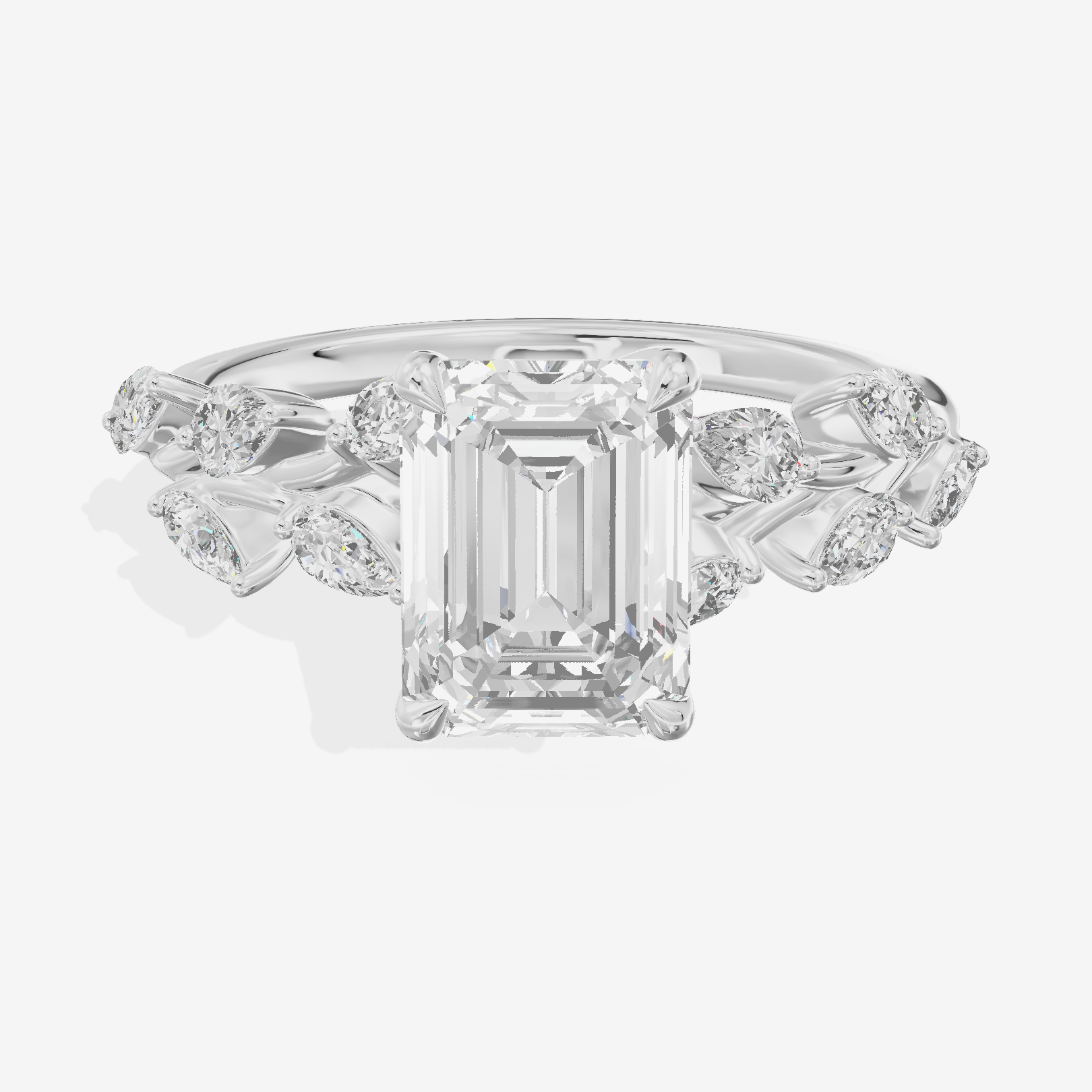 Classic Promezza Emerald Engagement Ring with Side Stones (1/2 ct. tw.) in Platinum