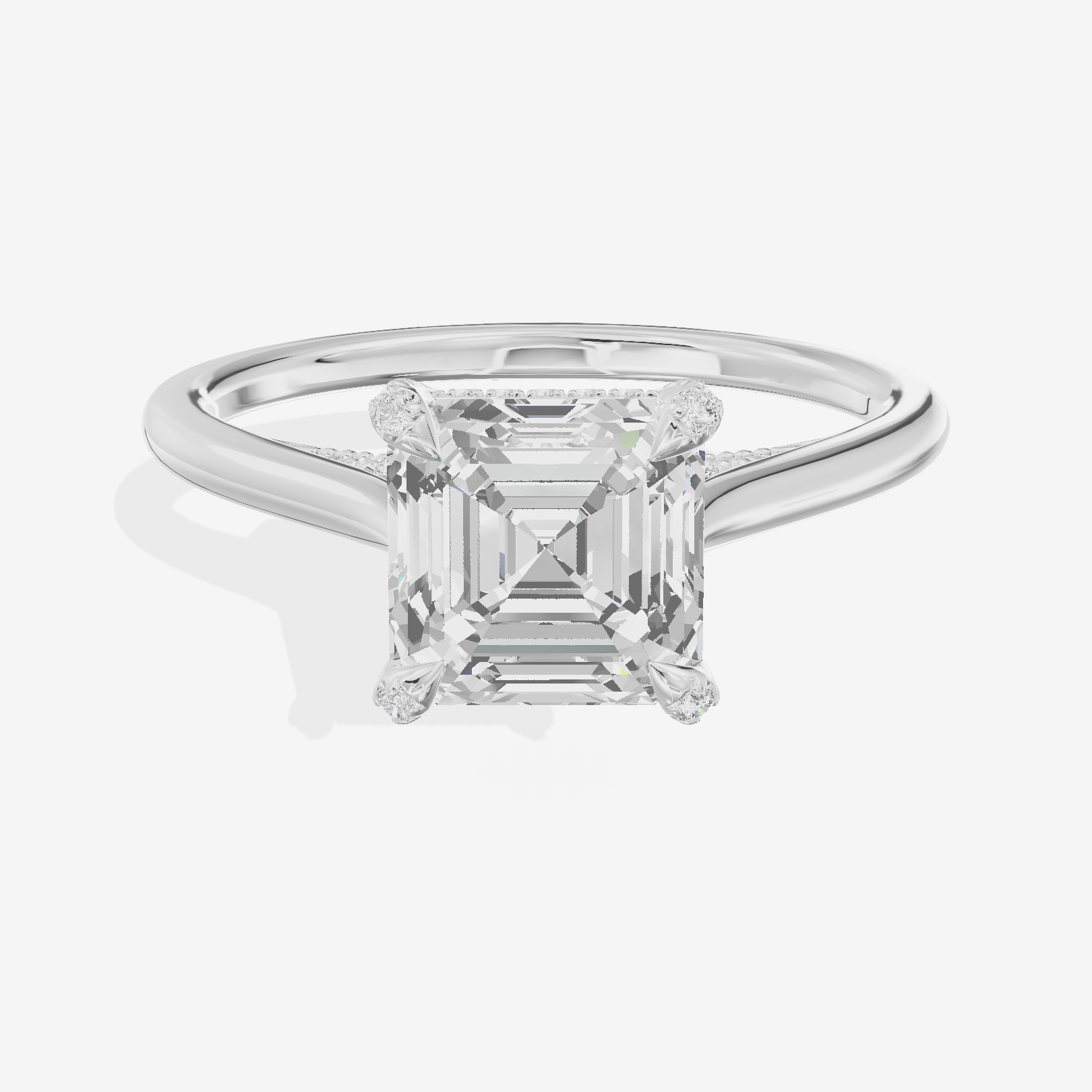 Grand Vowsae Asscher Engagement Ring with Side Stones (1/5 ct. tw.) in 14K White Gold