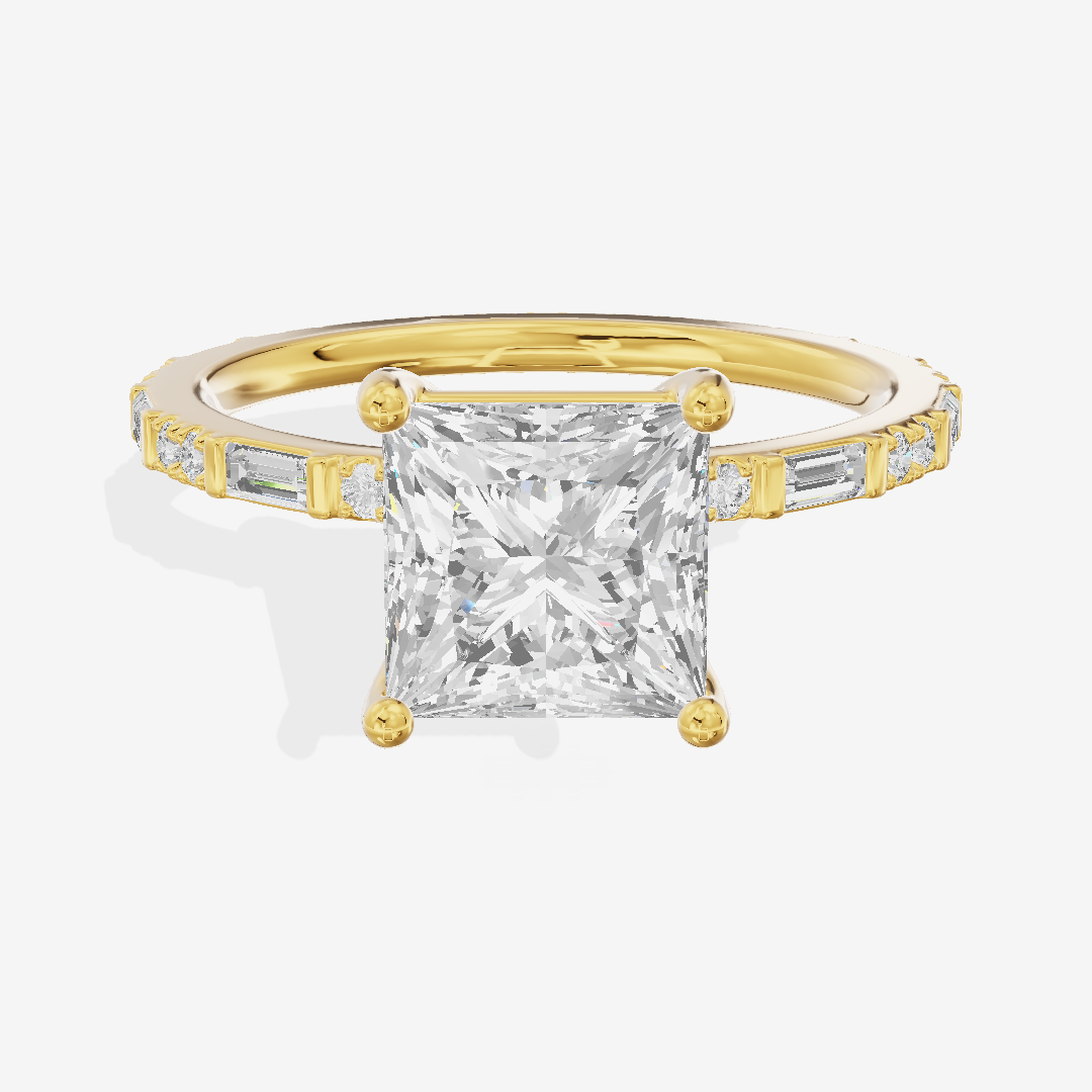 Selenia Cathedral 1.5mm Princess Solitaire Engagement Ring in 18K Yellow Gold