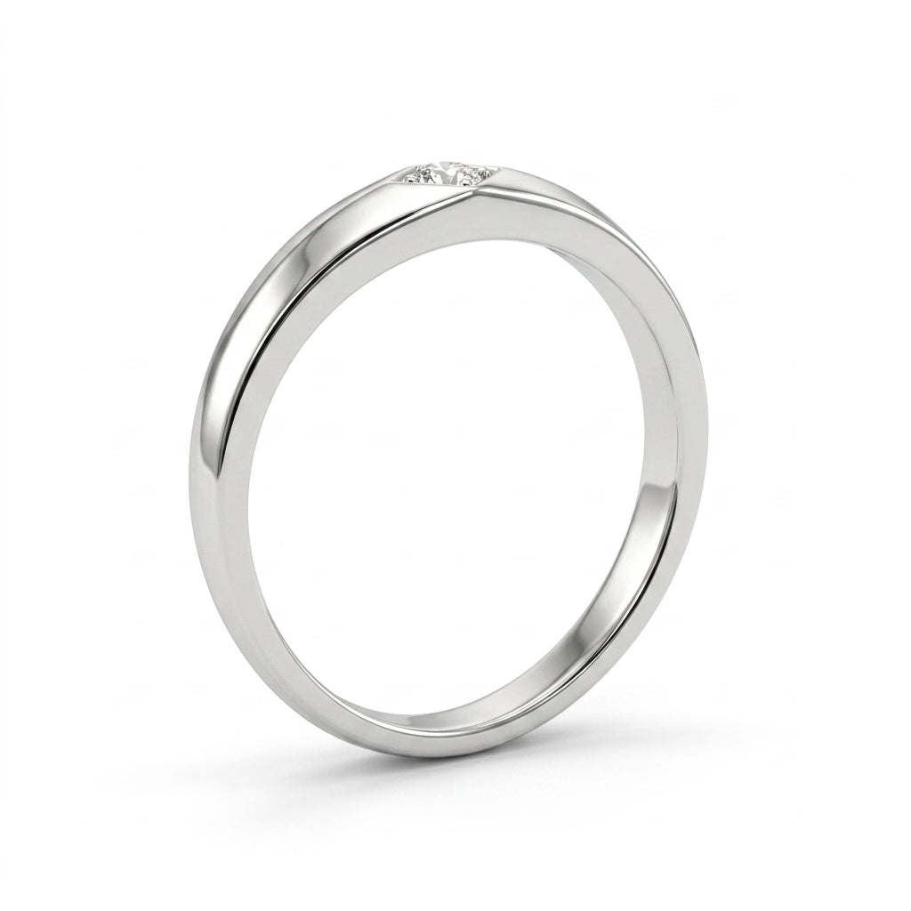 Low Profile Round Wedding Band (1/10 ct.) in 18K White Gold