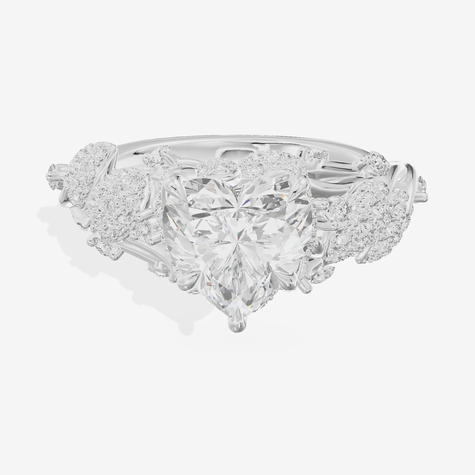 Luxe Eversince Heart Engagement Ring with Side Stones (1/2 ct. tw.) in 14K White Gold