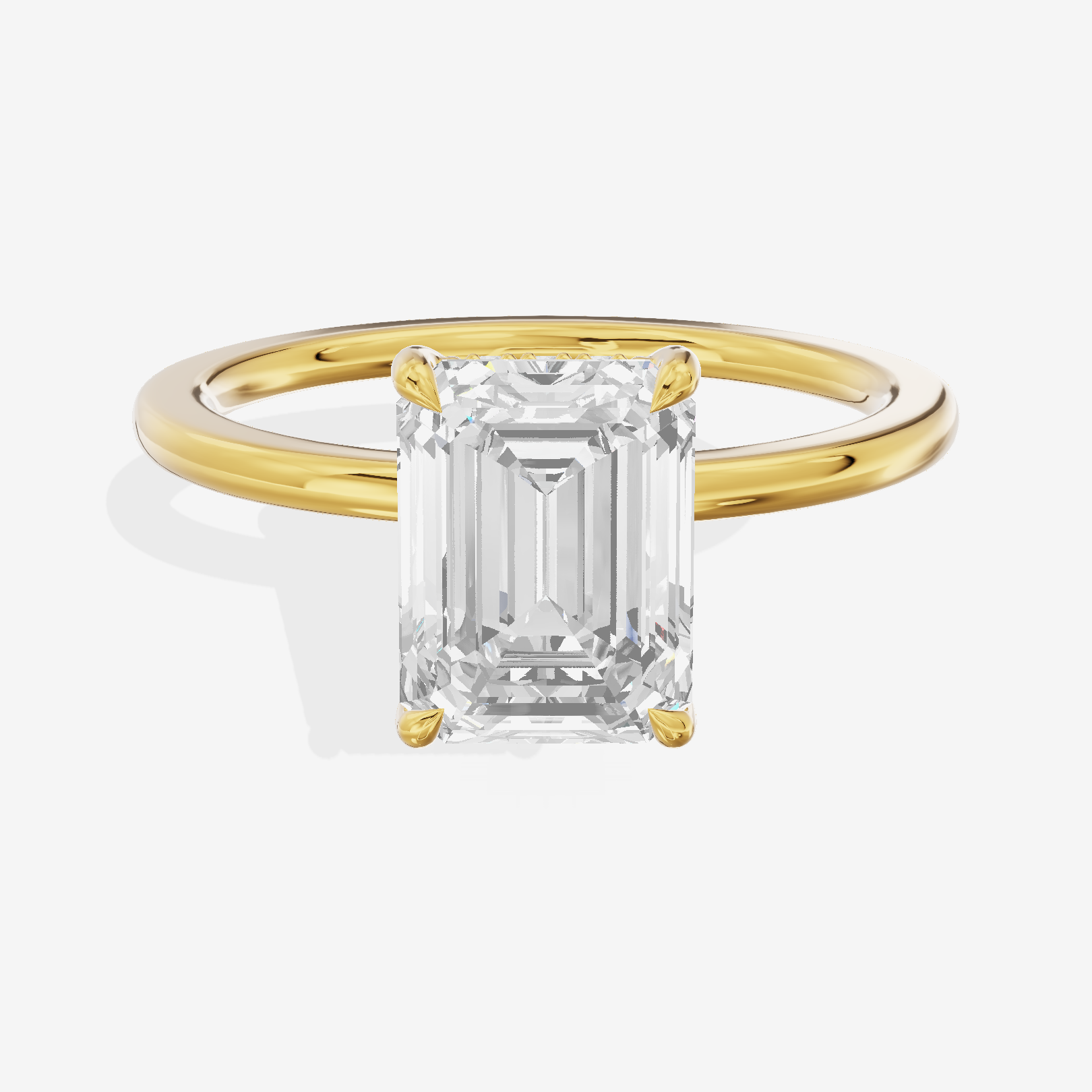 Coeurine Hidden Halo Emerald Engagement Ring (1/20 ct. tw.) in 14K Yellow Gold