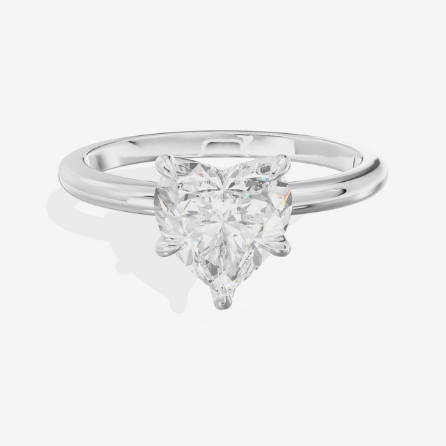Vowsae Solitaire 1.8mm Heart Six-Prong Engagement Ring in 18K White Gold