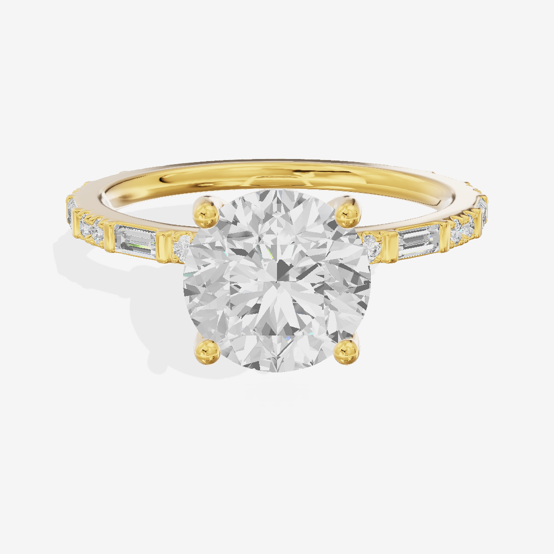 Twine Cathedral 1.8mm Round Solitaire Engagement Ring (1/2 ct. tw.) in 18K Yellow Gold