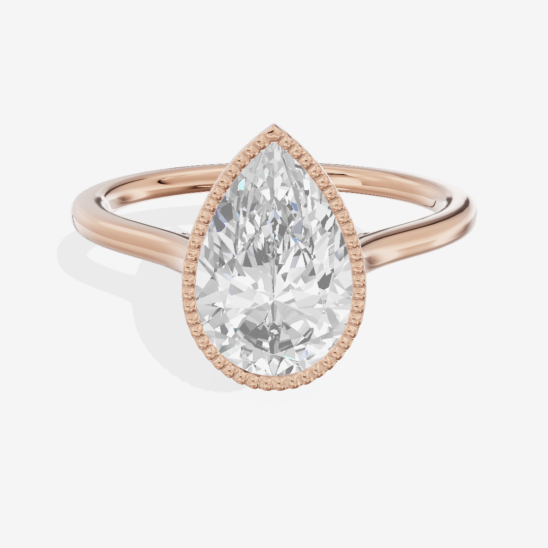 Modern Coeurine 1.5mm Pear Bezel Engagement Ring in 14K Rose Gold