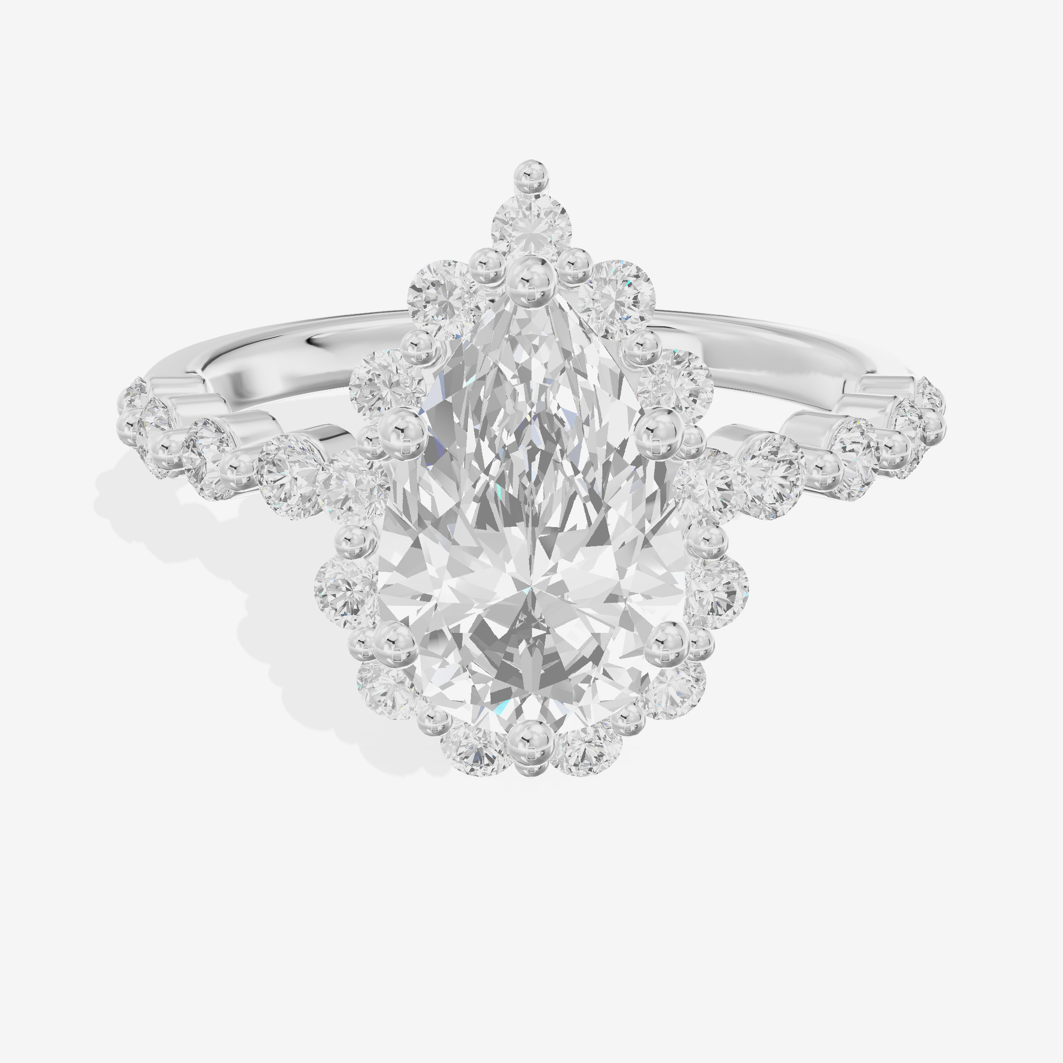 Vowsae Halo Pear Engagement Ring (1/5 ct. tw.) in 14K White Gold