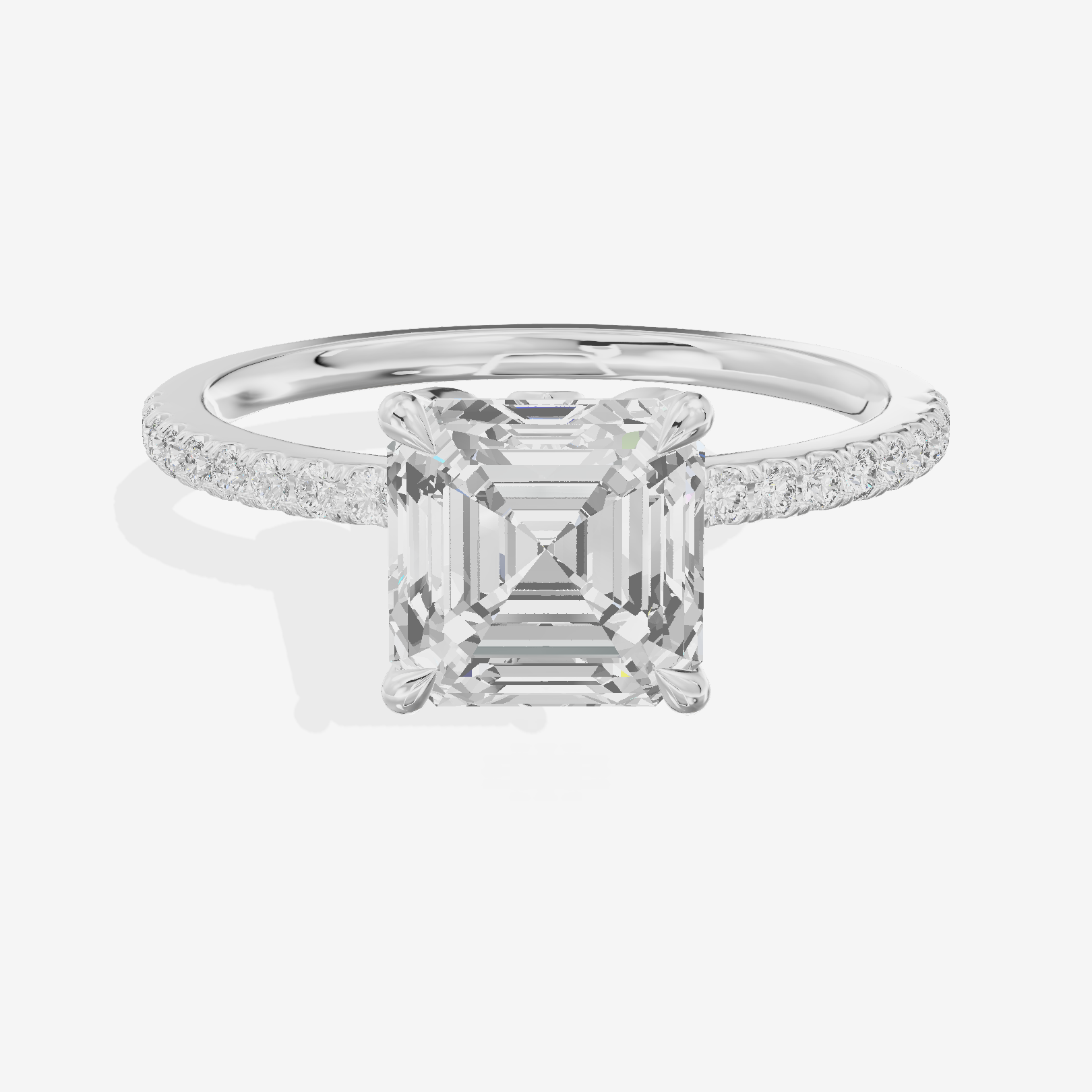 Twined Selenia Asscher Engagement Ring with Side Stones (1/10 ct. tw.) in 18K White Gold