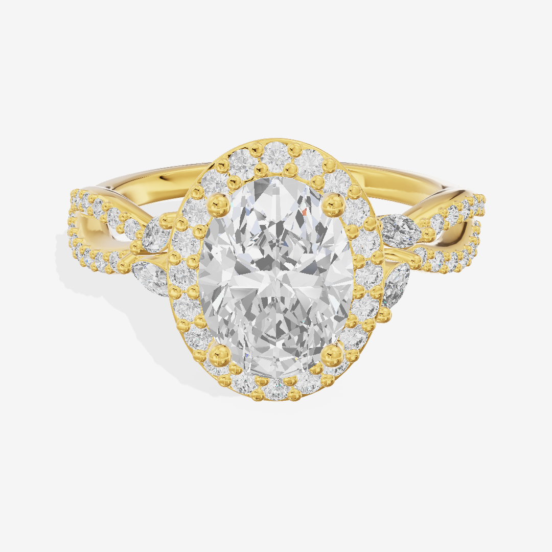 Luxe Reverya Oval Hidden Halo Engagement Ring (2/5 ct. tw.) in 18K Yellow Gold