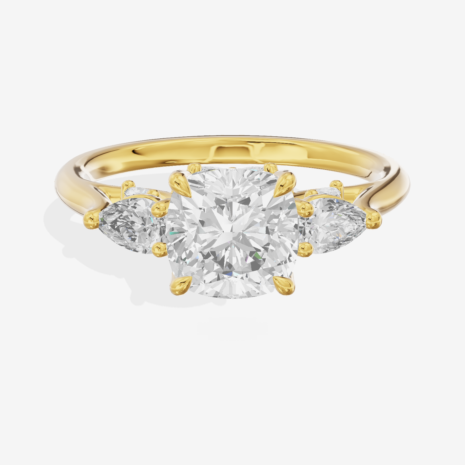 Classic Vowsae Three Stone Cushion Engagement Ring (3/5 ct. tw.) in 18K Yellow Gold