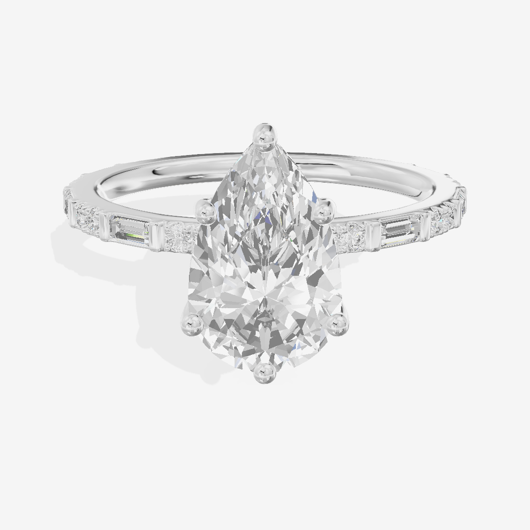 Twine Cathedral 1.8mm Pear Solitaire Engagement Ring (1/2 ct. tw.) in 14K White Gold