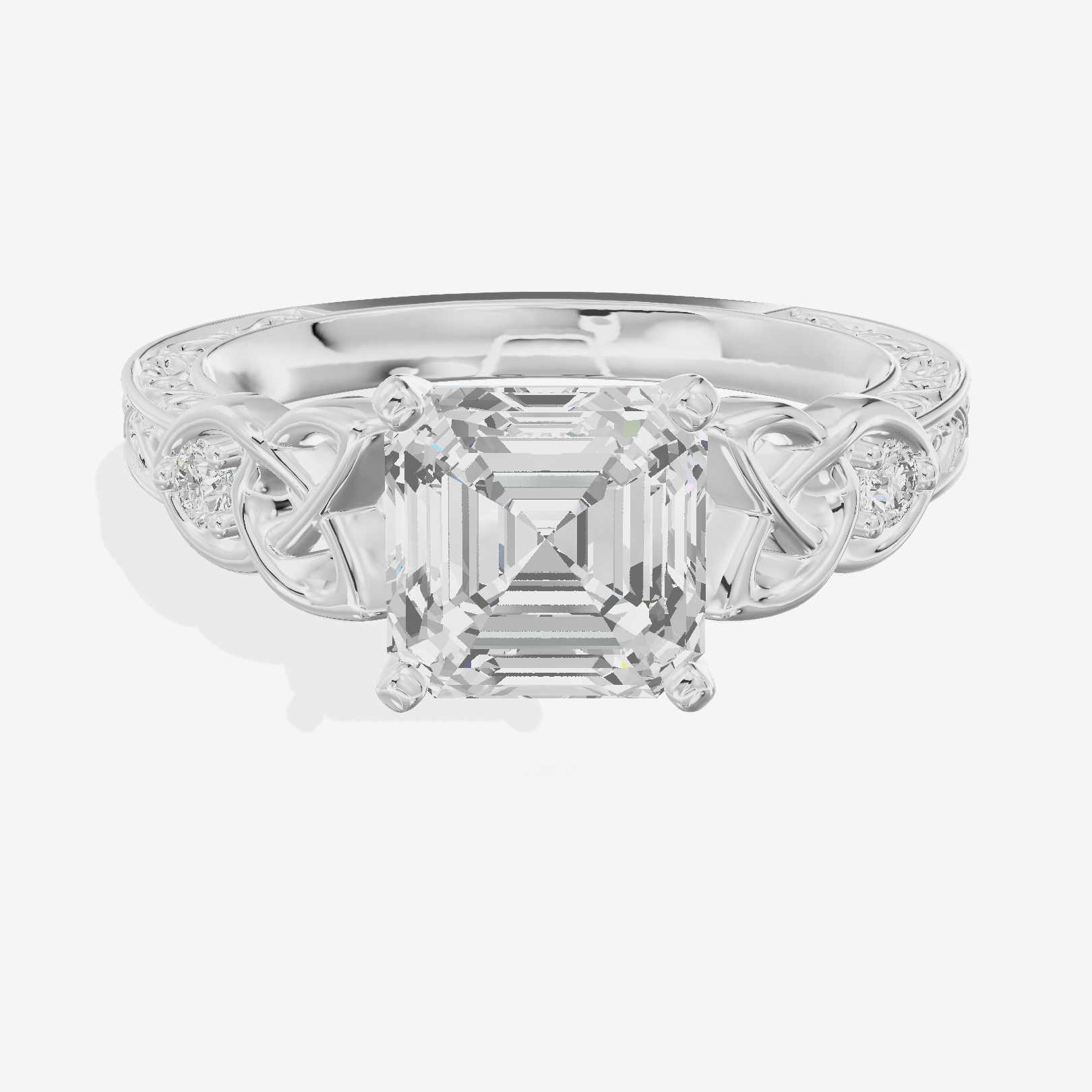 Tender Heartline Asscher Engagement Ring with Side Stones (1/10 ct. tw.) in Platinum