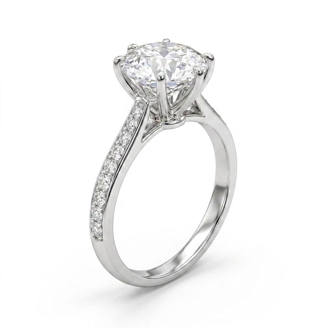 Tall Cathedral Solitaire Pavé Round Engagement Ring (2.37 ct. tw.) in Platinum