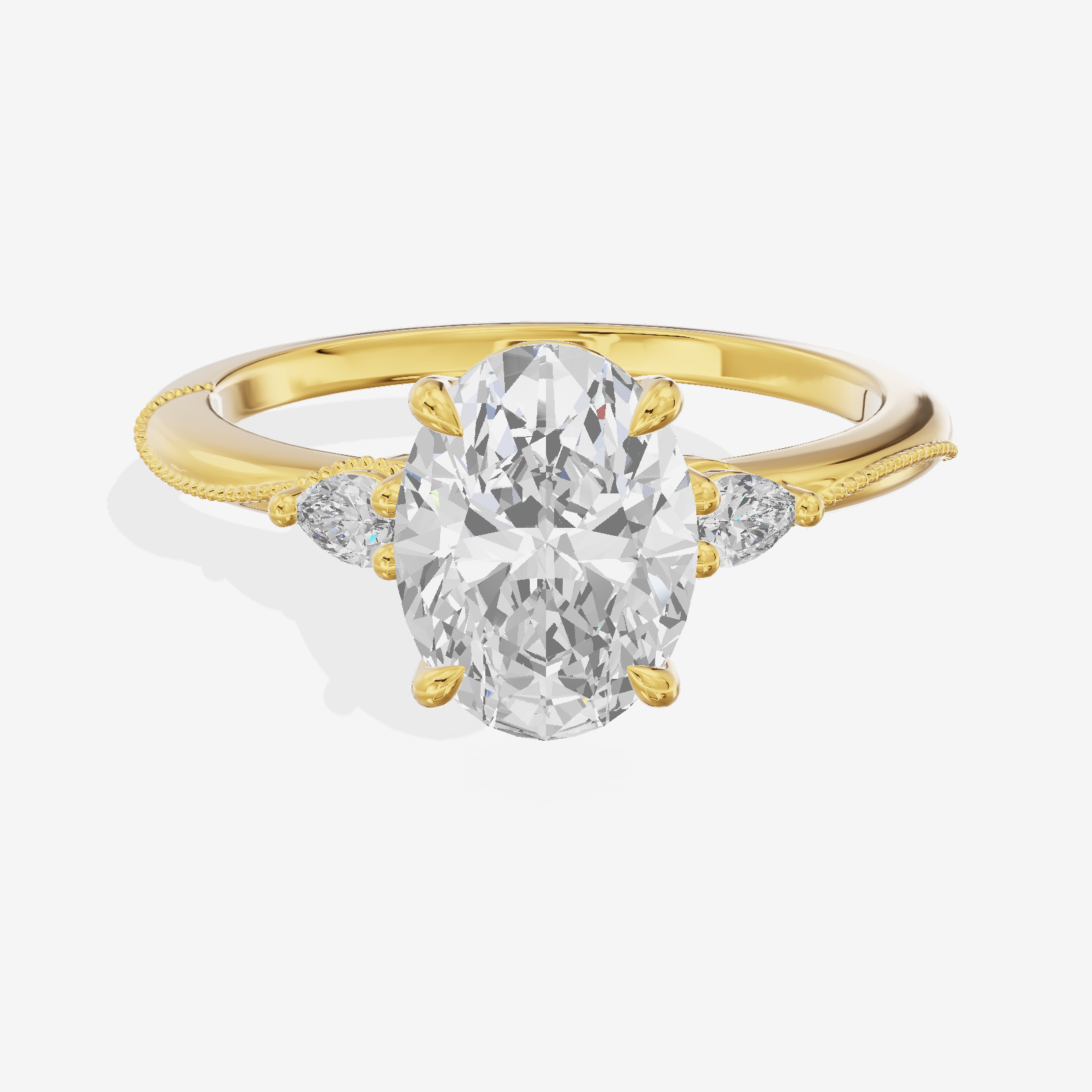 Luxe Triade Oval Three Stone Engagement Ring (1/2 ct. tw.) in 14K Yellow Gold