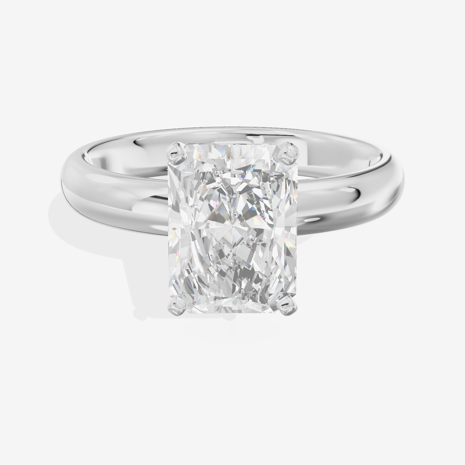 Sincere Trellis 3mm Radiant Comfort Fit Engagement Ring in 14K White Gold