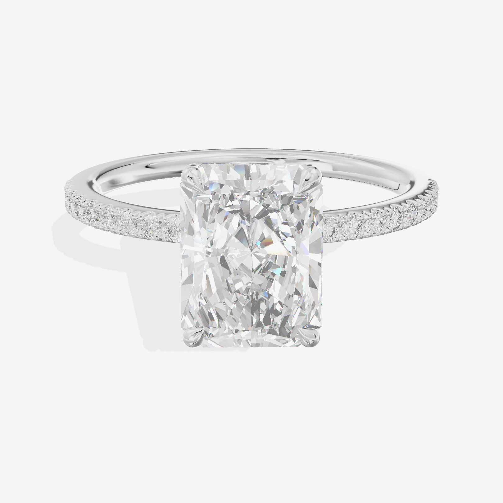 Tender Vowsae Radiant Engagement Ring with Side Stones (1/8 ct. tw.) in 18K White Gold