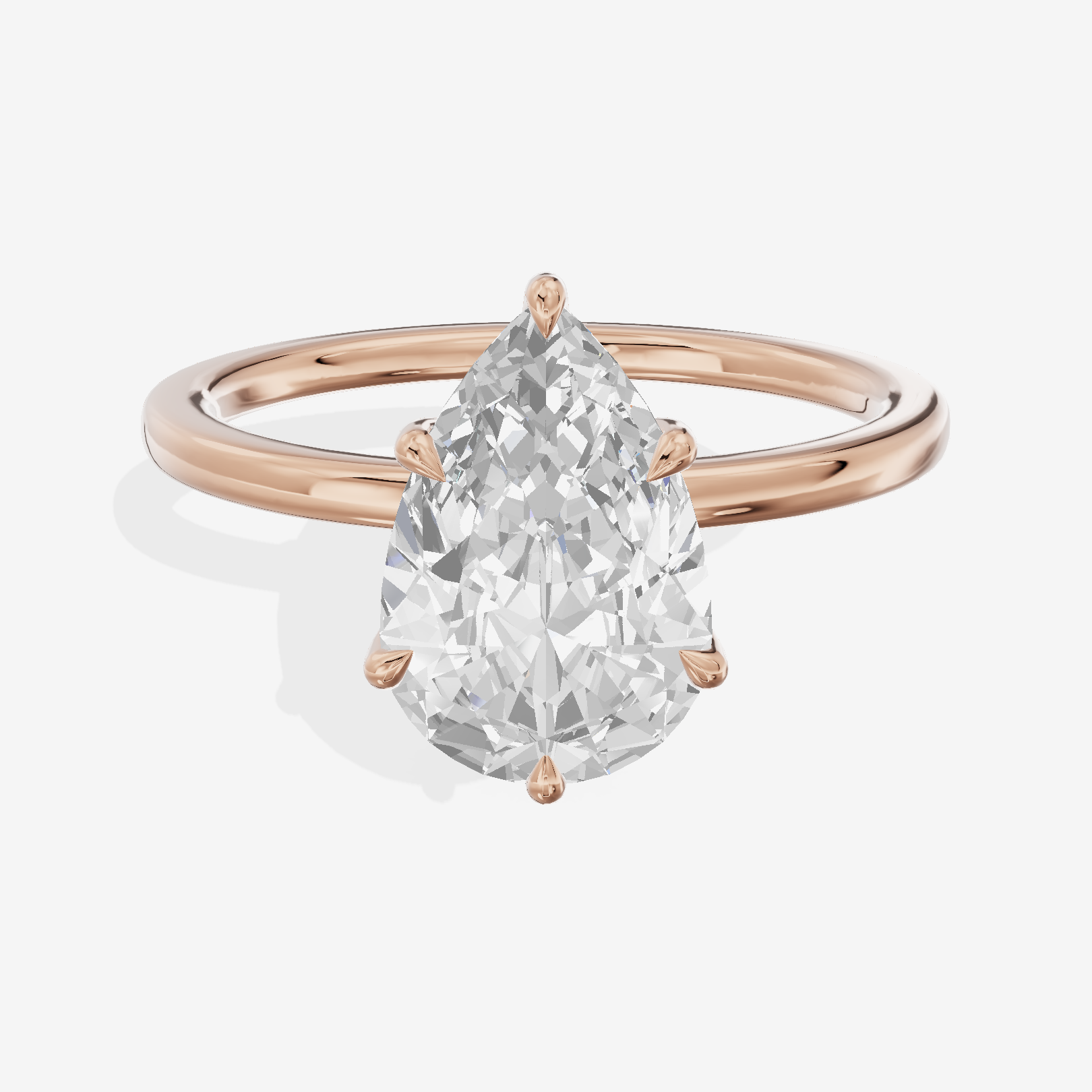 Grand Aimora Pear Engagement Ring with Hidden Halos (1/20 ct. tw.) in 14K Rose Gold