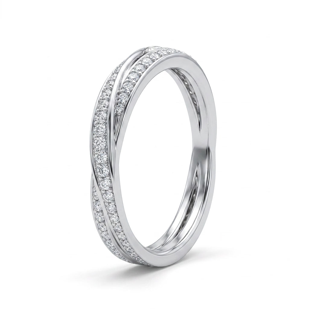 Low Profile Twist Round Wedding Band (7/8 ct. tw.) in 18K White Gold