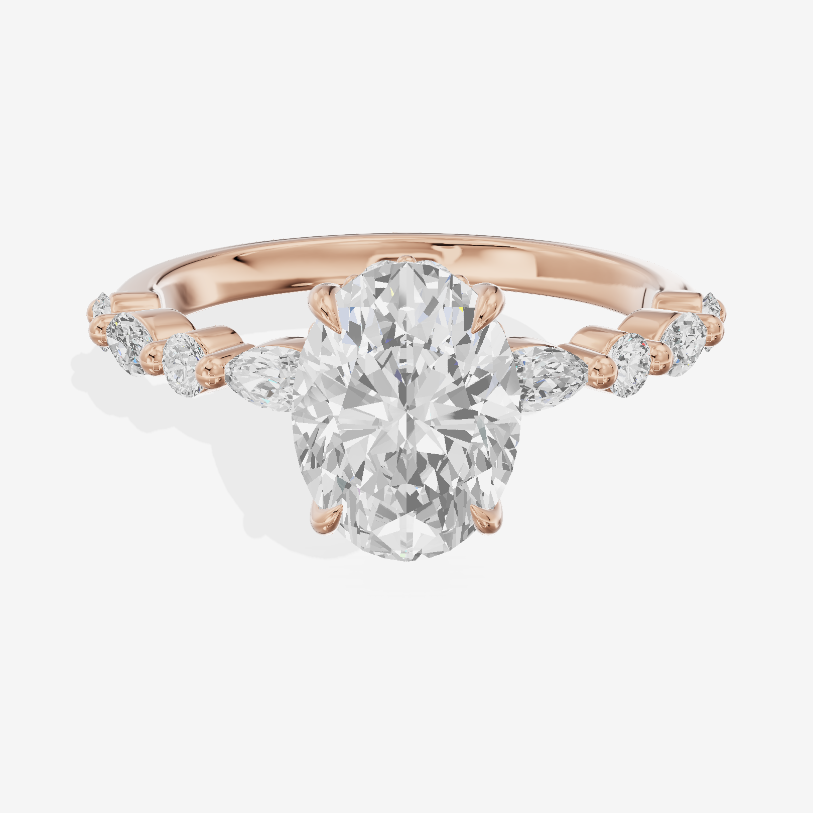 Luxe Adorae Oval Hidden Halo Engagement Ring (2/5 ct. tw.) in 14K Rose Gold