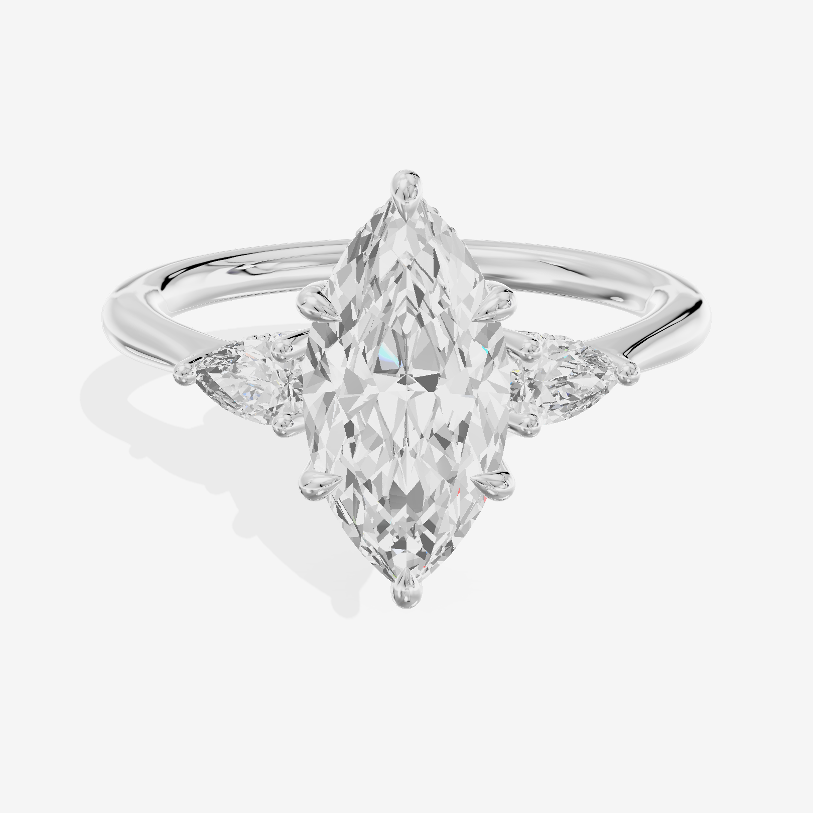 Petite Vowsae Three Stone Marquise Engagement Ring (1/4 ct. tw.) in Platinum