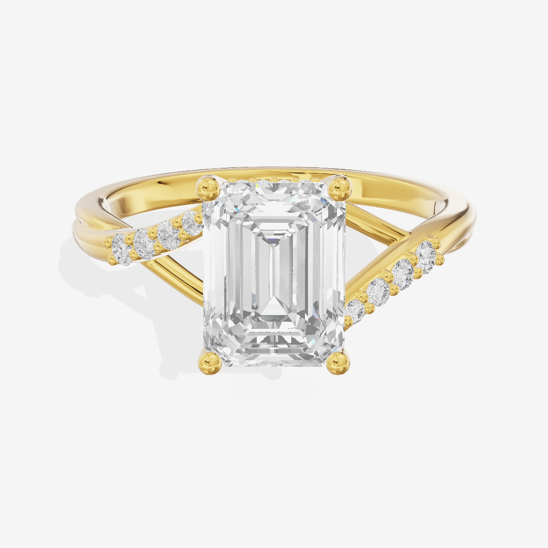 Aimora Hidden Halo Emerald Engagement Ring (1/8 ct. tw.) in 14K Yellow Gold