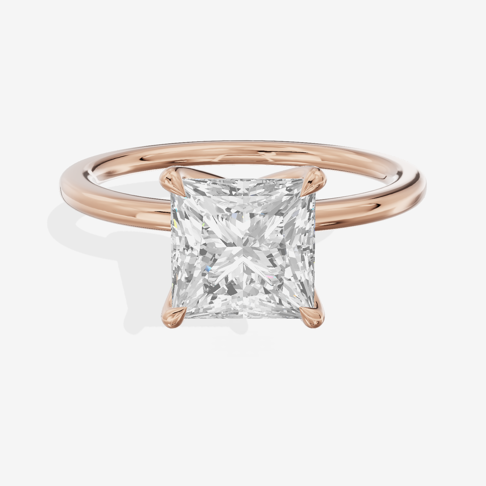 Petite Selenia 1.5mm Princess Solitaire Engagement Ring in 14K Rose Gold