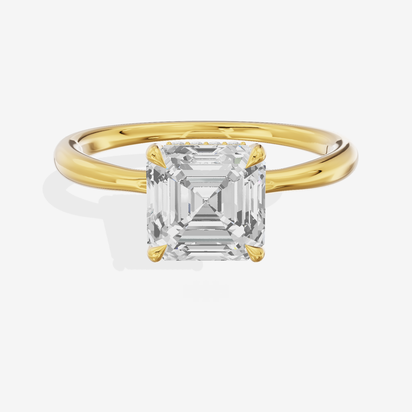 Adorae Asscher Hidden Halo Engagement Ring (1/20 ct. tw.) in 14K Yellow Gold