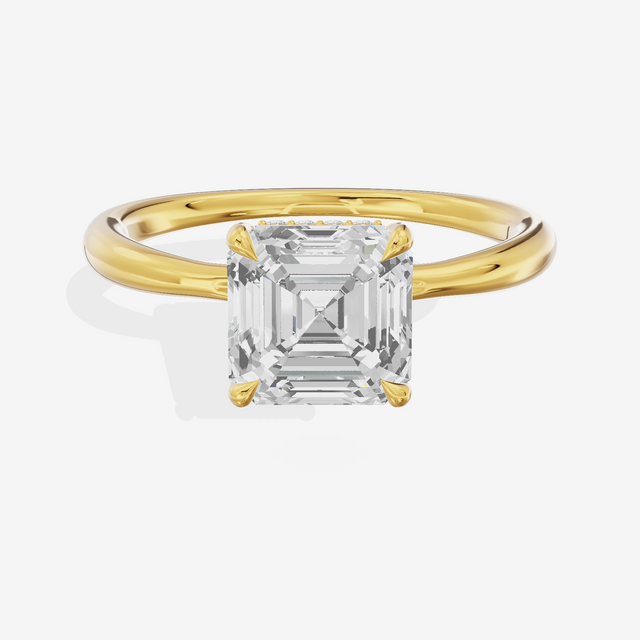 Adorae Asscher Hidden Halo Engagement Ring (1/20 ct. tw.) in 14K Yellow Gold