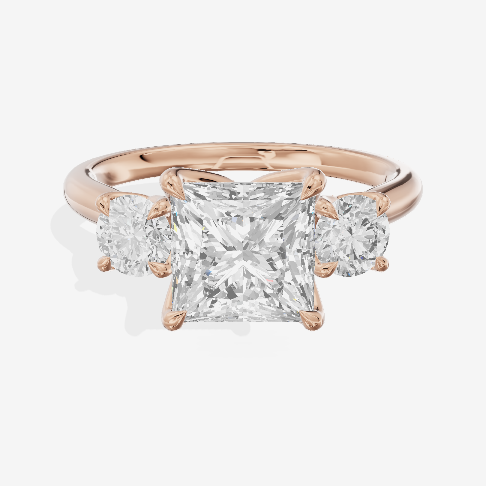 Grand Triade Princess Three Stone Engagement Ring (2/5 ct. tw.) in 18K Rose Gold