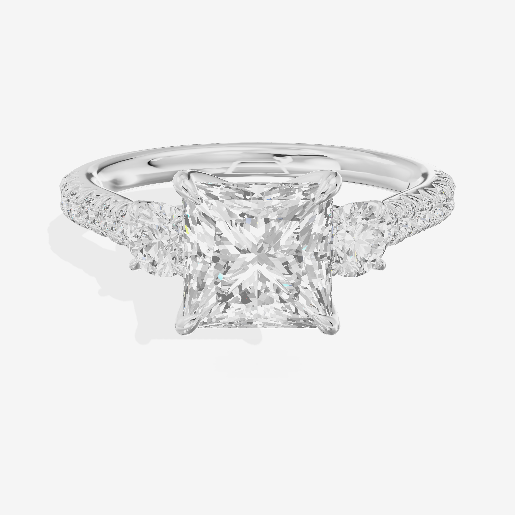 Triade Anniversary Anniversary Princess Three Stone Engagement Ring (1/2 ct. tw.) in Platinum