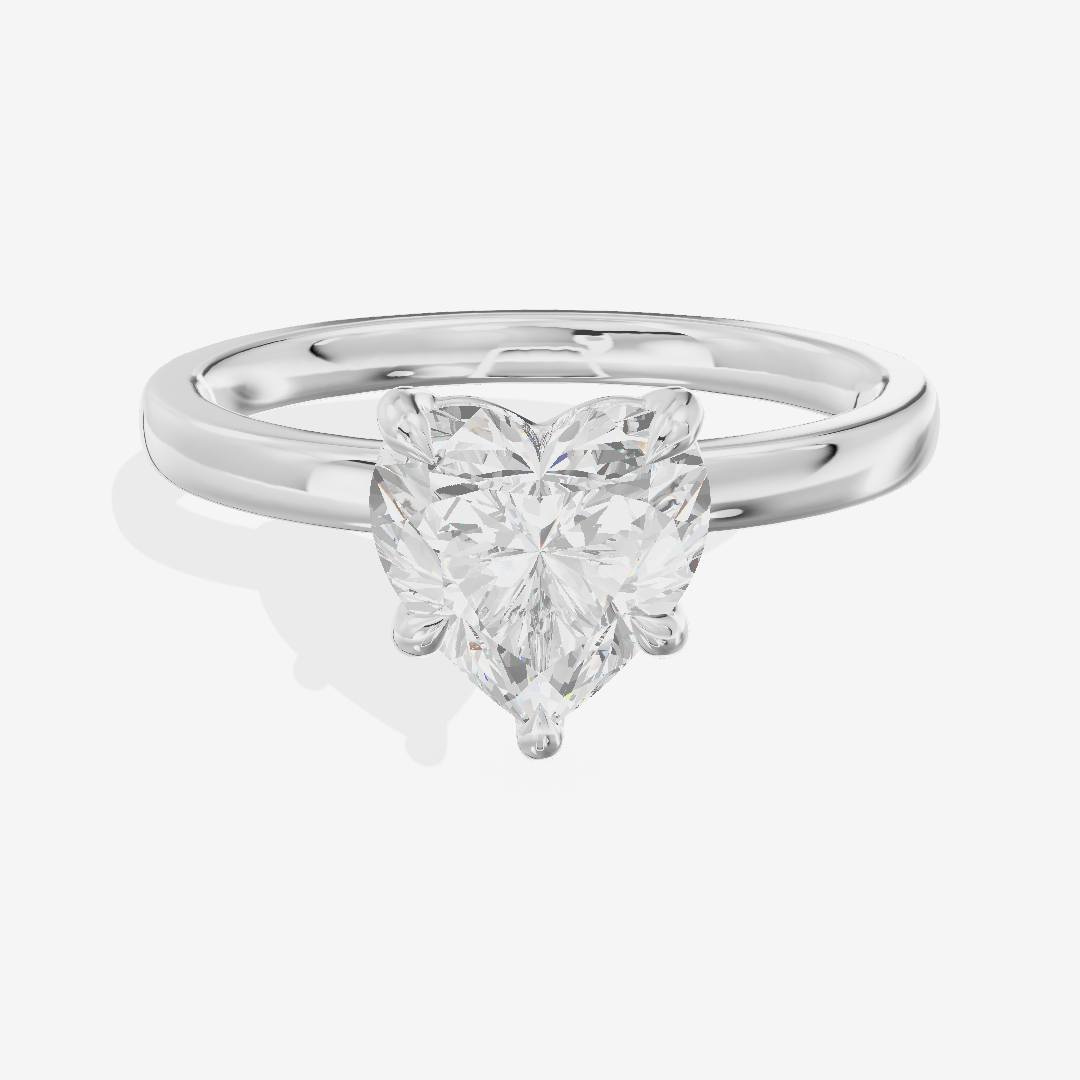 Petite Eversince 2mm Heart Solitaire Engagement Ring in 18K White Gold