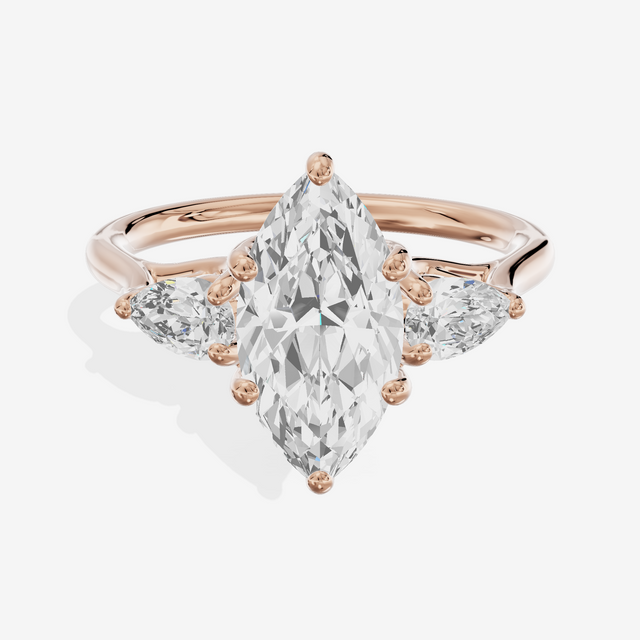 Grand Vowsae Three Stone Marquise Engagement Ring (2/5 ct. tw.) in 18K Rose Gold