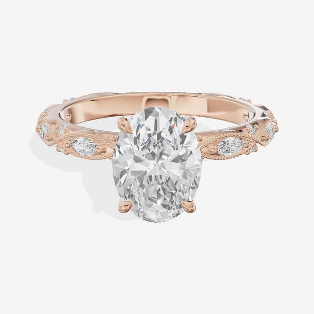 Vintage Whisper Oval Engagement Ring (1/4 ct. tw.) in 18K Rose Gold