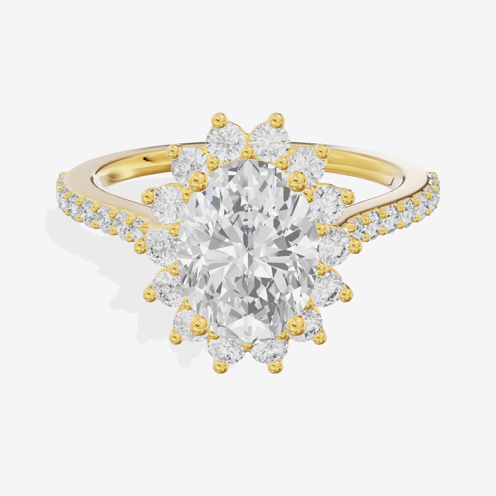 Sincere Halo Oval Engagement Ring (1/15 ct. tw.) in 18K Yellow Gold