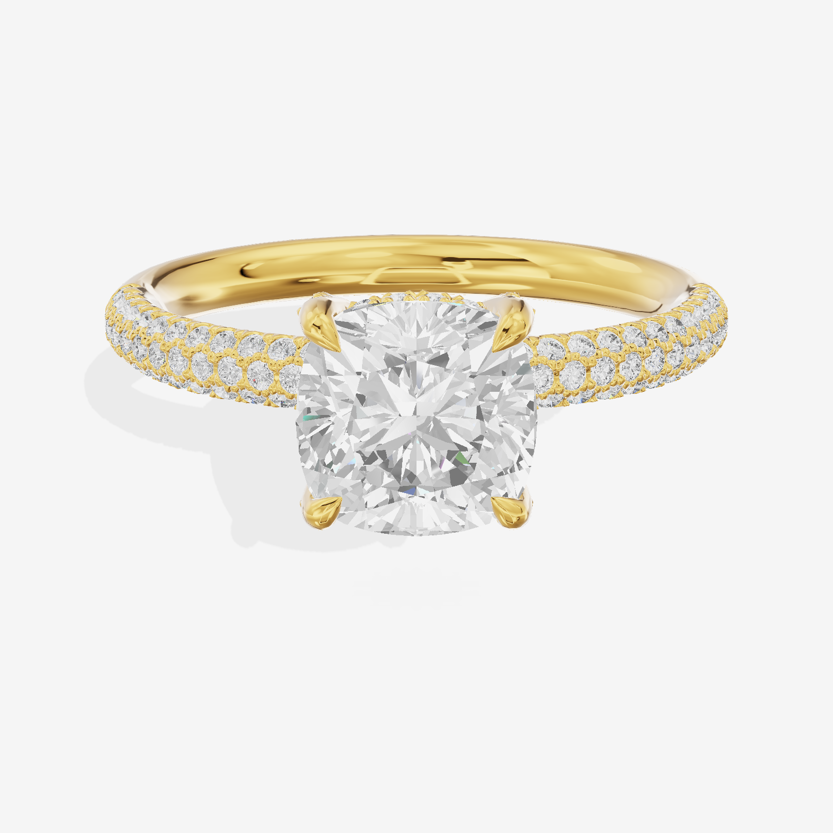 Modern Selenia Cushion Engagement Ring with Side Stones (1/6 ct. tw.) in 18K Yellow Gold