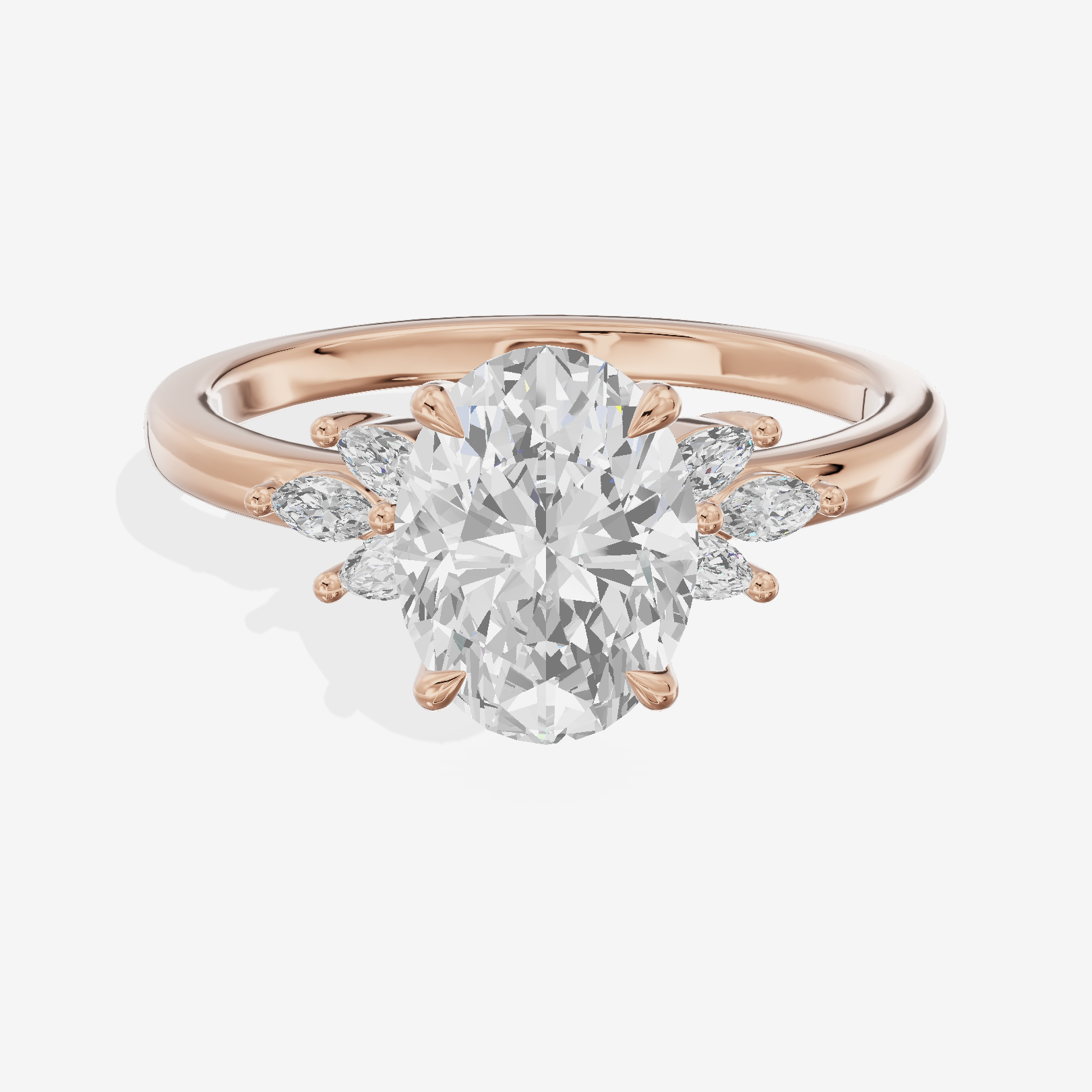 Modern Halcyon Oval Engraved Engagement Ring (1/5 ct. tw.) in 18K Rose Gold