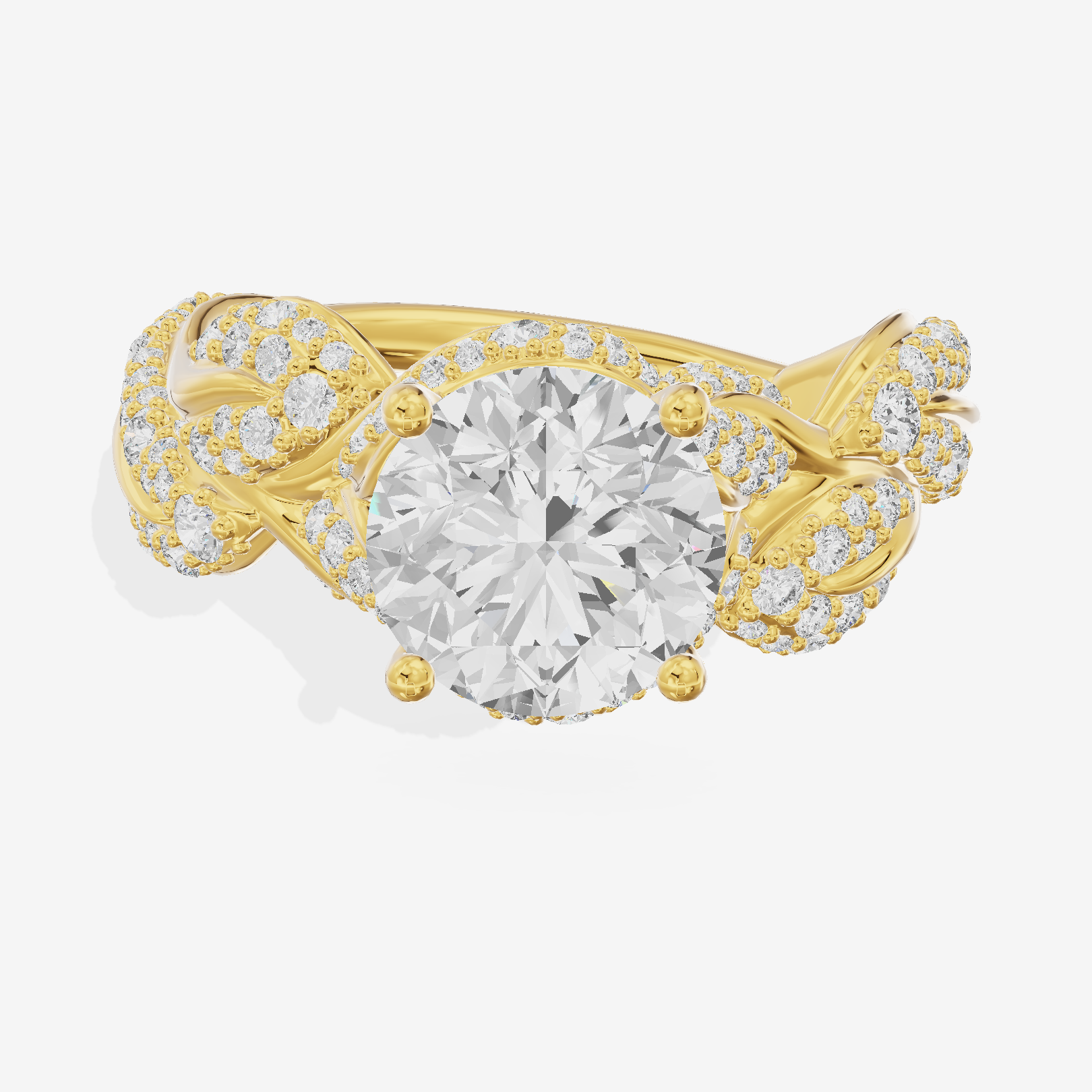 Tender Aurea Round Engagement Ring with Side Stones (1 ct. tw.) in 18K Yellow Gold