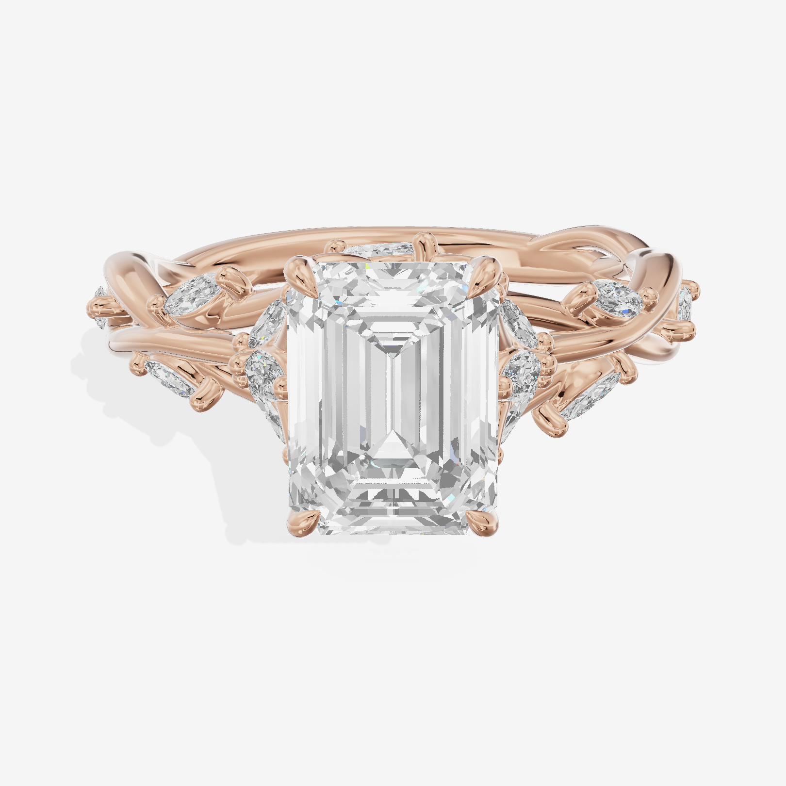 Twine Pavé Emerald Twisted Engagement Ring (1/2 ct. tw.) in 18K Rose Gold