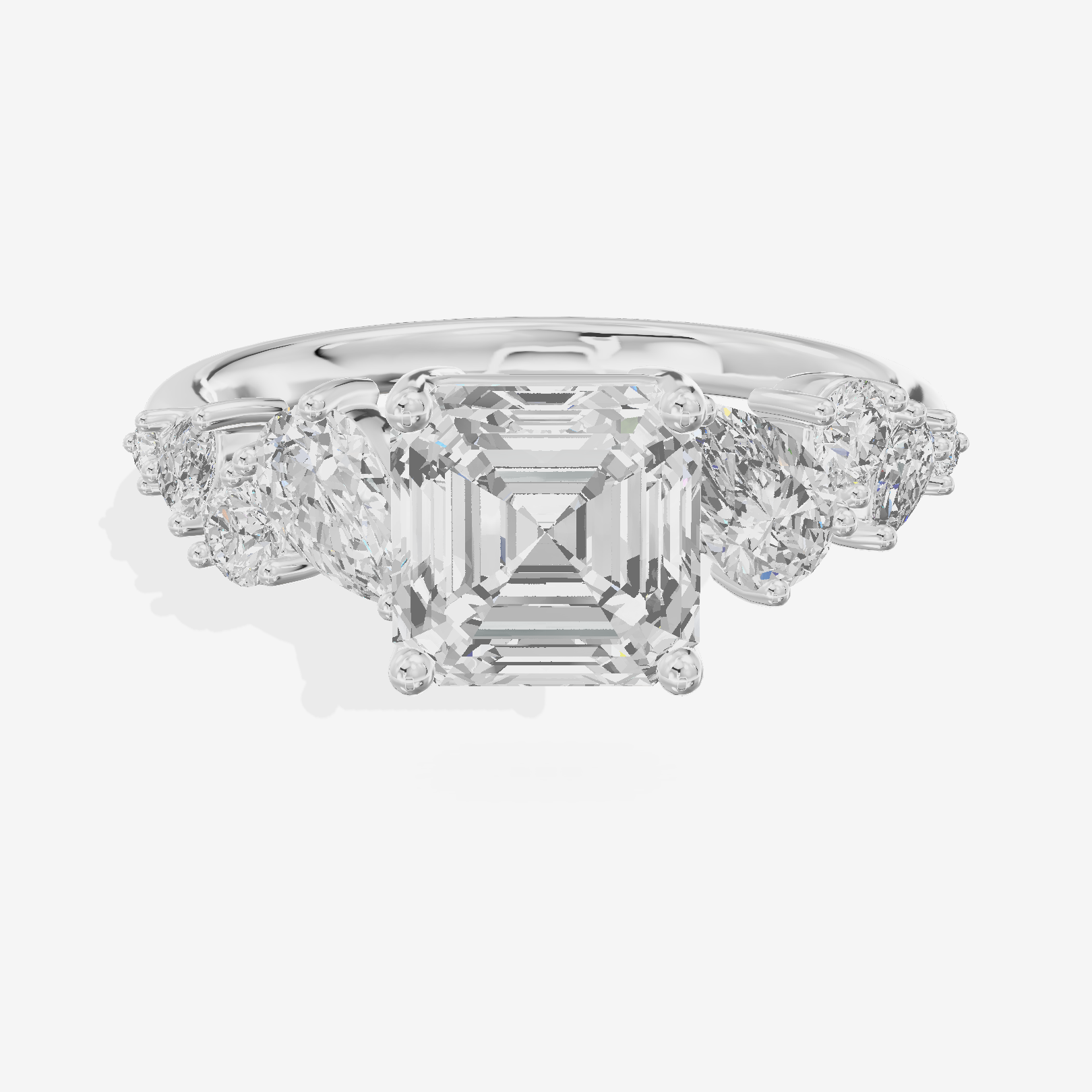 Selenia Cathedral 1.5mm Asscher Solitaire Engagement Ring in 14K White Gold