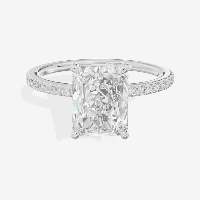 Lustrous Sincere Radiant Engagement Ring with Side Stones (1/3 ct. tw.) in Platinum