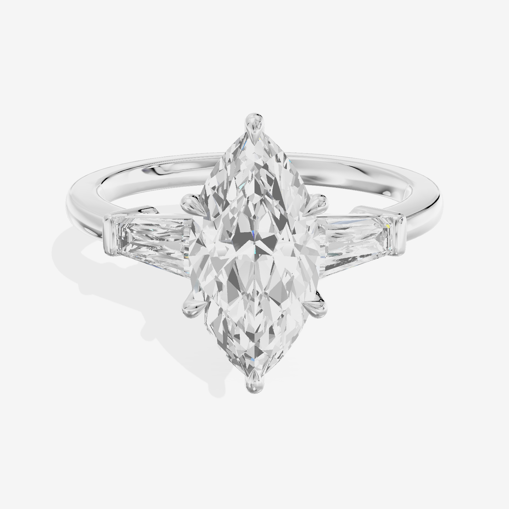 Vintage Coeurine Three Stone Marquise Engagement Ring (1/2 ct. tw.) in Platinum